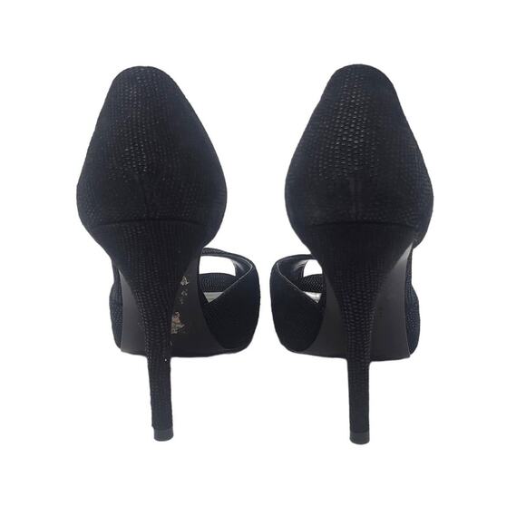Stuart Weitzman Divorcee D’Orsay Peep Toe Pump Heels Black Spain Size US 7 - Picture 5 of 10